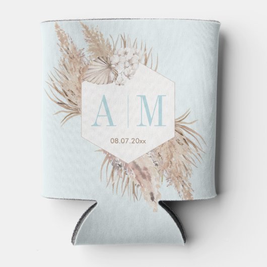 Aqua Almond Pampas Grass Wedding Shower Favor Blikjeskoeler (Voorkant)