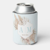 Aqua Almond Pampas Grass Wedding Shower Favor Blikjeskoeler (Blikje Achterkant)