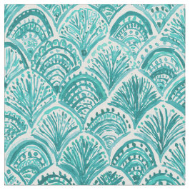 Aqua ALS EEN MERMAID Nautical Fish Scales Pattern Stof