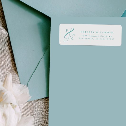 Aqua Ampersand Monogram Retouradreslabels Etiket