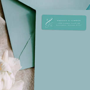 Aqua Ampersand Monogram Retouradreslabels Etiket