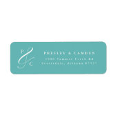 Aqua Ampersand Monogram Return Address Labels (Voorkant)