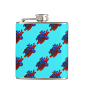 Aqua Anatomical Heart Patterned Vinyl Flask Heupfles (Voorkant)