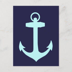 Aqua Anchor op Navy Blue Background. Briefkaart