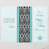 Aqua and Black Damask Wedding Program (Voorkant)