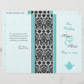 Aqua and Black Damask Wedding Program (Voorkant / Achterkant)