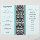 Aqua and Black Damask Wedding Program (Achterkant)