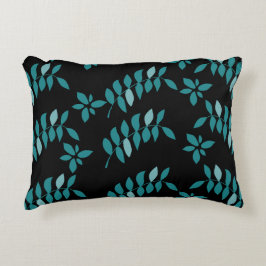 Aqua and Black Tropical oerwoud Accent Pillow Kussen