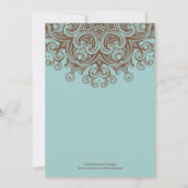 Aqua and Brown Wedding Invitation Kaart (Achterkant)