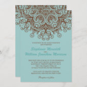 Aqua and Brown Wedding Invitation Kaart (Voorkant / Achterkant)