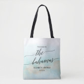 Aqua and Gold Beach Bahamas Wedding Welcome Tote Bag (Voorkant)
