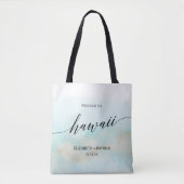 Aqua and Gold Beach Hawaii Weddenschap Welkom Tote Bag (Voorkant)