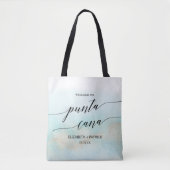 Aqua and Gold Beach Punta Cana Wedding Welkom Tote Bag (Voorkant)