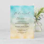 Aqua and Gold Ombre Folie Rehearsal Kaart (Staand voorkant)