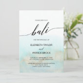 Aqua and Gold Waterverf Beach Bali Wedding Kaart (Staand voorkant)