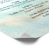 Aqua and Gold Waterverf Beach Drink Menu Sign Poster (Hoek)