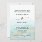 Aqua and Gold Waterverf Beach Formal Wedding Kaart (Voorkant)