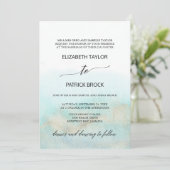 Aqua and Gold Waterverf Beach Formal Wedding Kaart (Staand voorkant)