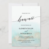 Aqua and Gold Waterverf Beach Hawaii Wedding Kaart (Voorkant)