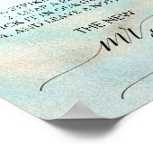 Aqua and Gold Waterverf Beach Photo Guest Book Poster (Hoek)