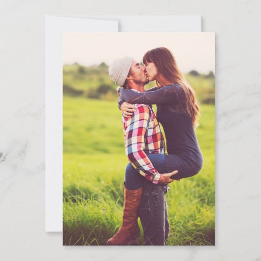 Aqua and Gold Waterverf Beach Photo Wedding Kaart (Achterkant)