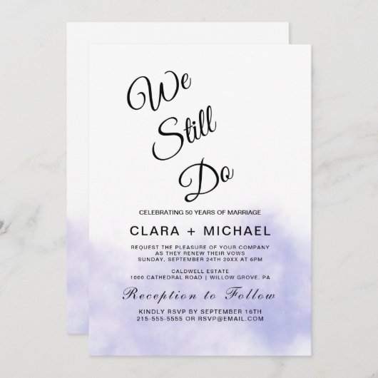 Aqua and Gold Waterverf Beach Vow Renewal Kaart (Voorkant / Achterkant)