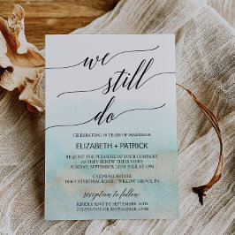 Aqua and Gold Waterverf Beach Vow Renewal Kaart