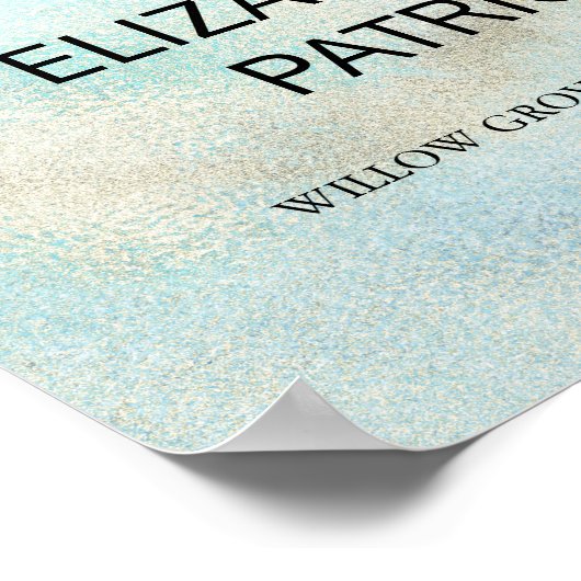 Aqua and Gold Waterverf Beach Weddenschap Welkom Poster (Hoek)