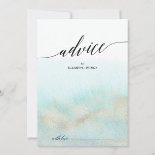 Aqua and Gold Waterverf Beach Wedding Advieskaart