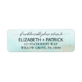 Aqua and Gold Waterverf Beach Wedding Etiket (Voorkant)