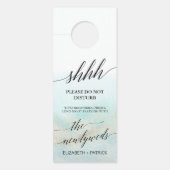 Aqua and Gold Waterverf Beach Wedding Guest Deurhanger (Voorkant)