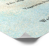 Aqua and Gold Waterverf Beach Wedding Menu Sign. Poster (Hoek)