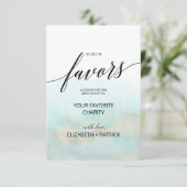 Aqua and Gold Waterverf in Lieu Favors Kaart (Staand voorkant)