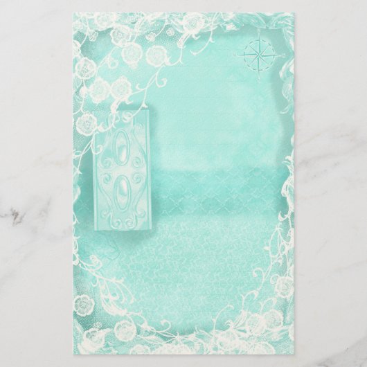 Aqua and Lace Junk Journal Briefpapier (Voorkant)