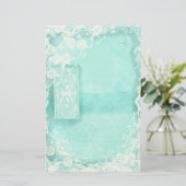Aqua and Lace Junk Journal Briefpapier (Staand voorkant)