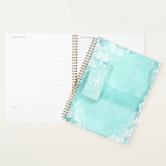 Aqua and Lace Junk Journal Style Planner (Display)