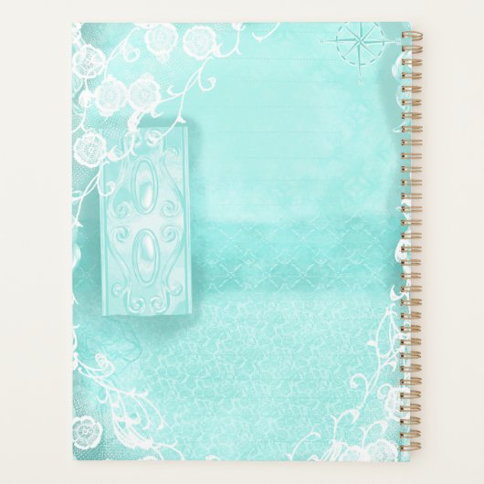 Aqua and Lace Junk Journal Style Planner (Achterkant)