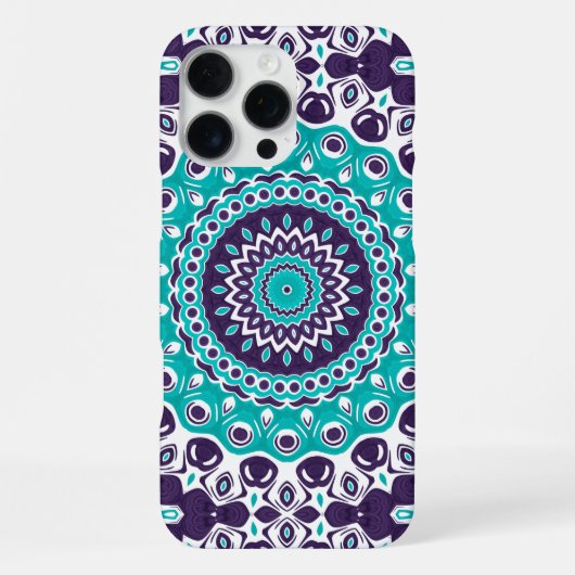 Aqua and Plum Modern Mandala Design iPhone Hoesje (Achterkant)