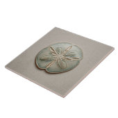 Aqua and Sand Coastal Sand Dollar Relief Artwork Tegeltje (Zijkant)