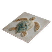 Aqua and Sand Coastal Sea Turtle Art Tegeltje (Zijkant)