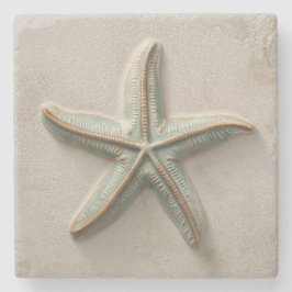 Aqua and Sand Starfish Coastal Stenen Onderzetter