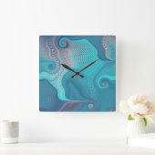 Aqua and Taupe Oceanic Swirls Abstract Cutting Boa Vierkante Klok (Huis)