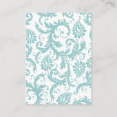 Aqua and White Damask Aqua Trim die goed wil Informatiekaartje (Achterkant)