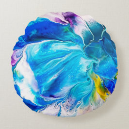 Aqua and White Round Cushion Rond Kussen