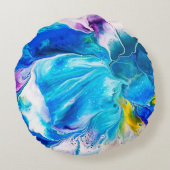 Aqua and White Round Cushion Rond Kussen (Achterkant)