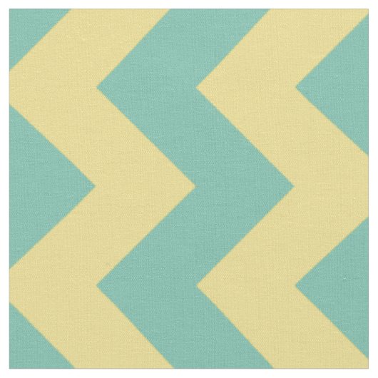 Aqua and Yellow Chevron Stripe Fabric Stof (Close Up)
