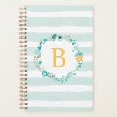 Aqua and Yellow Floral Monogram Planner (Voorkant)