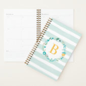 Aqua and Yellow Floral Monogram Planner (Display)