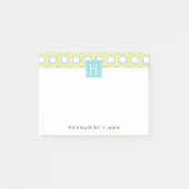 Aqua and Yellow Geometric Pattern Monogram Post-it® Notes (Voorkant)