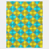 Aqua and Yellow Metallic look Squares met Gold Fleece Deken (Voorkant)